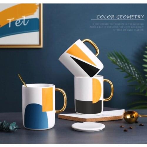 Lovely Nordic Mug Creative Ceramic Water Milk Tea Coffee Yogurt Mug Best Cup With Spoon House Gift For Man Women Home