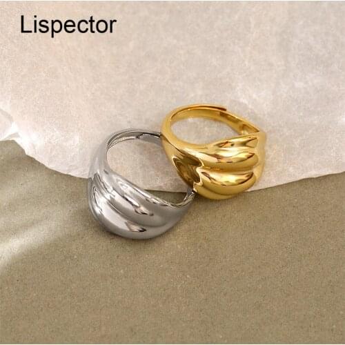 Lispector 925 Sterling Silver Hip Hop Wide Rings for Women Men Minimalist Wave Wrap Ring Party Club Unisex Jewelry Gifts