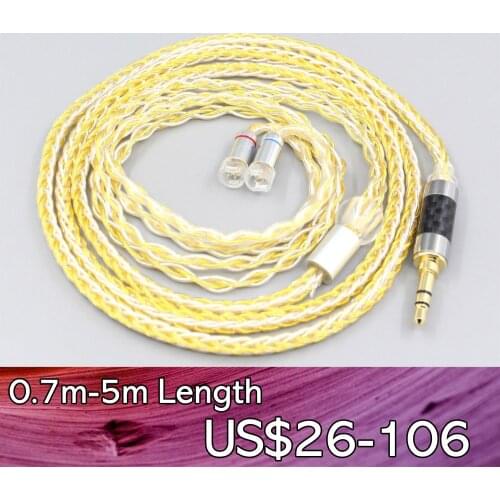 LN007293 8 Core OCC Silver Gold Plated Braided Earphone Cable For Sennheiser IE8 IE8i IE80 IE80s Metal Pin