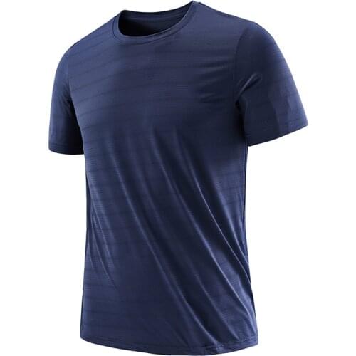 Mens Ice Silk short-sleeve T-shirt Quick-drying Clothes Summer Solid Color Mesh Breathable Plus Size Sportswear Breathable Top