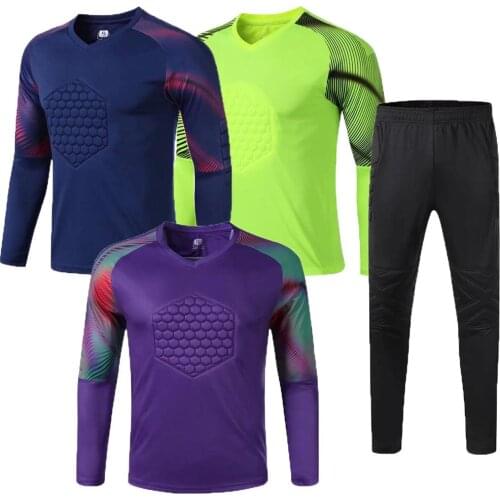 Men Football jerseys Goalkeeper Shirts Long sleeve Pant Soccer goalkeeper Uniforms Training Suit Protection Kits Pants Clothing