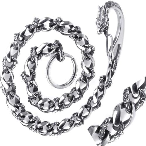316L Stainless Steel Mens Biker Belts Vintage Dragon Head Clasp Wallet Key Chains Hip Hop Trousers Jeans Chains Chains for Pants