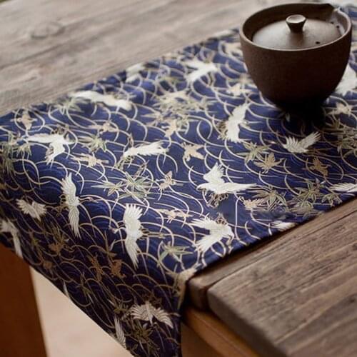 Japanese Style Table Runner Tablecloth Decoration Cloth Table Mat for Kitchen Dinning Room Navy Blue 30*140cm TJ8692-b
