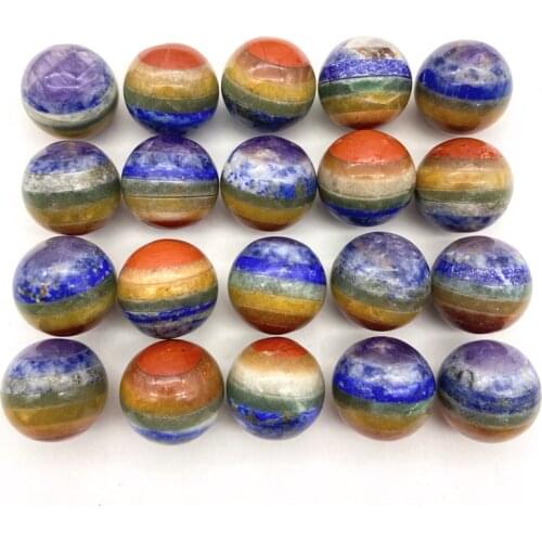 1pcs 20mm Natural 7 Chakra Quartz Crystal Sphere Ball Shaped Healing Gemstone Polished Specimen Natural Stones and crystals