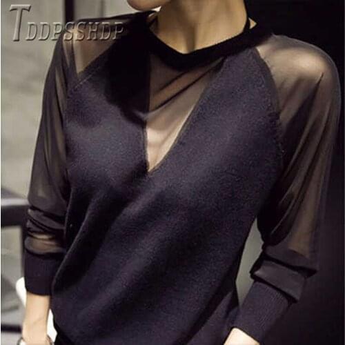 2020 Spring Autumn New Black Color Women Blouse M-4XL Female Blouses