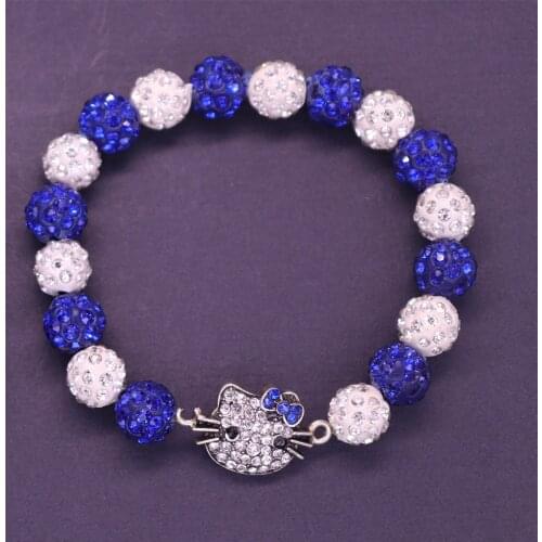 New Arrival White Blue Crystal Ball Beads Greek Letter Zeta Phi Beta Bracelets ZOB Symbol University Union Sisterhood Jewelry