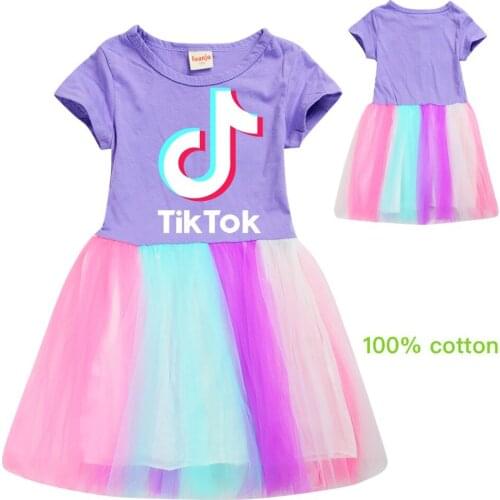 3-12 Years Girls Polka-Dot Dress 2021 Summer Short Sleeve Clothing Kids Girls Letter A-line Dresses Children Clothes