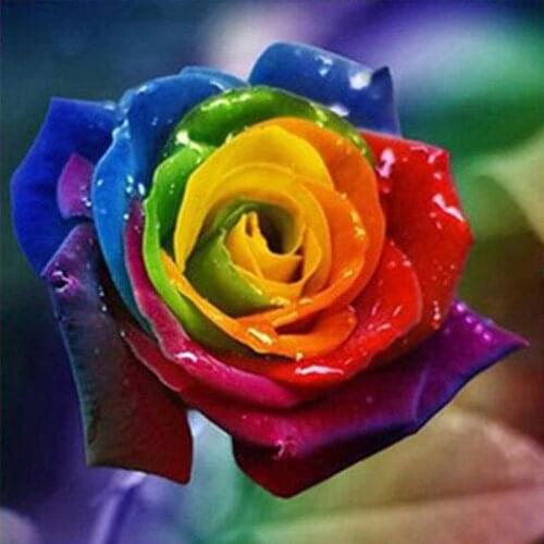 Full Round square Drill Diamond Painting cross stitch Rainbow Rose Flower Diamond Embroidery Landscape Pattern Home Decor