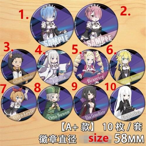 Re Zero Kara Hajimeru Isekai Seikatsu Badges Pieces Schoolbag Backpack Decorate 5.8CM(2.3")