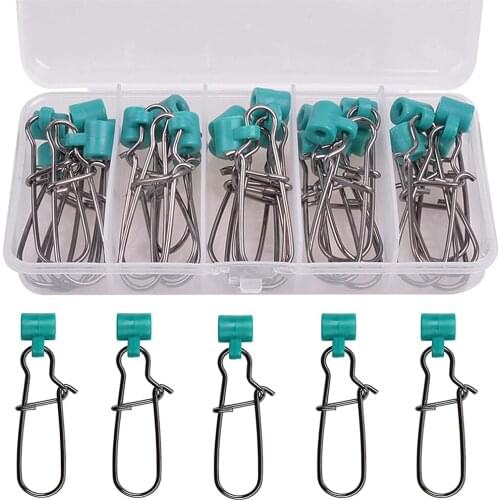 25Pcs/Box Fishing Sinker Slip Clips Heavy Duty Fishing Sinker Slide Swivels With Hooked Snap For Braid Fishing Line Connector
