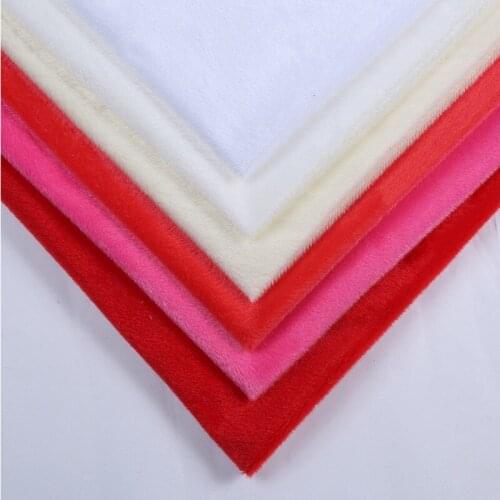 32Colours warp knitted polyester flannel spandex super soft fabric knitted flat short plush toy fabric 100x160cm