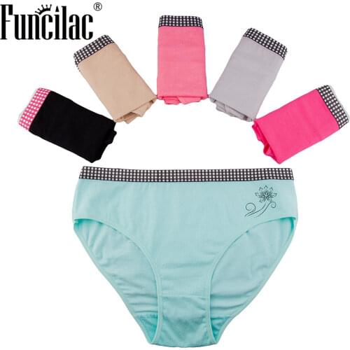 FUNCILAC Women Underwear Panties Seamless Sexy Plus Size Cotton Ladies Briefs Feminino Clothing Big Size XXXXL 5pcs/Lot