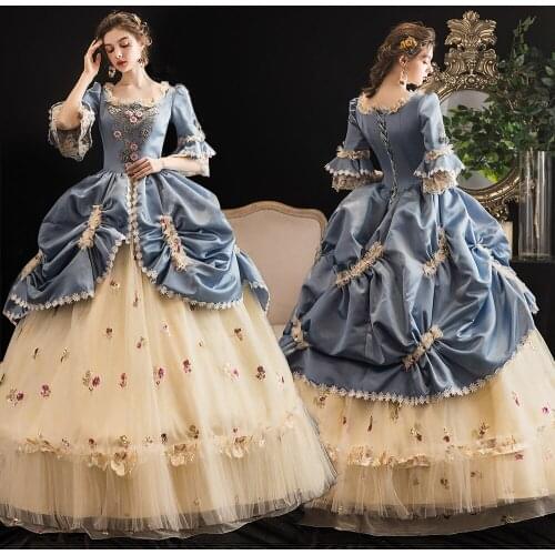 STOCK European Printing Retro Court Dress Theme Performance Gorgeous Princess Dress Halloween Can Be Customized 2021 New