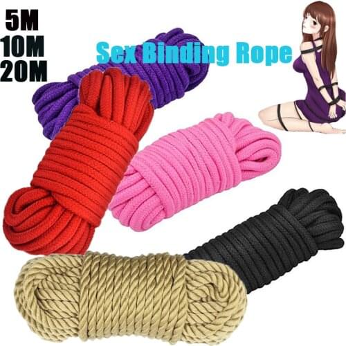 Hot 5M/10M/20M Thicken Sex Soft Cotton Rope SM Bondage Shibari Rope Slave Binding Roleplay Erotic Sex Tools Set For Couple Game