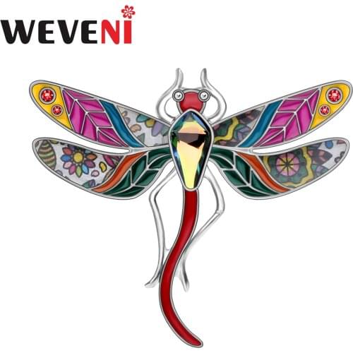 WEVENI Enamel Alloy Rhinestone Floral Dragonfly Brooches Clothes Scarf Insect Animal Jewelry For Women Girl Kid Charm Decoration