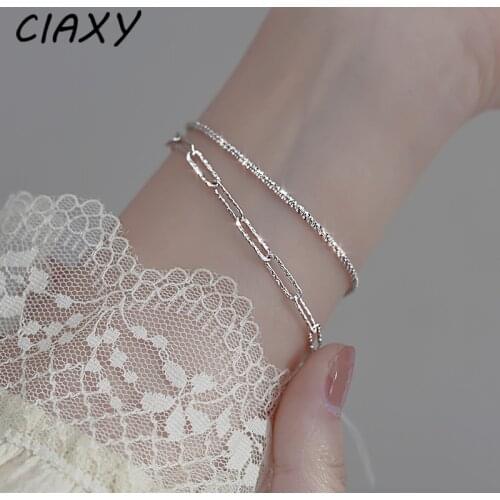CIAXY 925 Sterling Silver Stars and Moon Wrap Bracelets for Women Girl Adjustable Chain 2021 Korean Fashion Small Fresh Jewelry