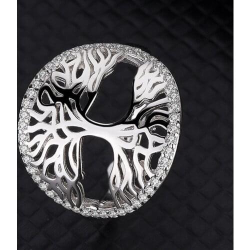 Europe And The United States S925 Sterling Silver Tree Of Life Ring Womens Hot Models Fashion Versatile Jewelry