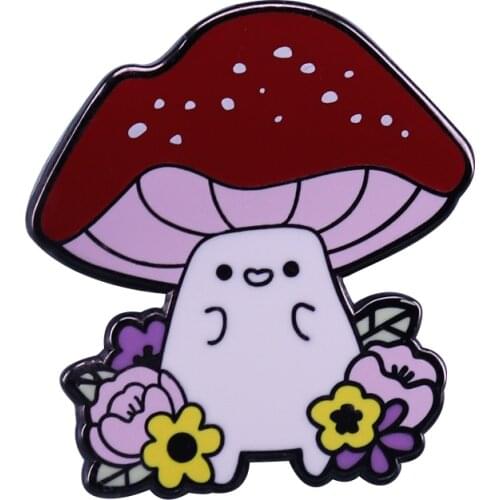 Spring mushroom hard enamel pin woodland flower plant cute outdoors nature lover gift