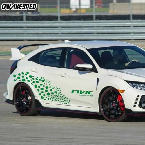 1set Car Whole Body Door Side Sticker Racing Styling Sport Stripe For Honda Civic Type R Hatchback Sedan Zebra Print Vinyl Decal
