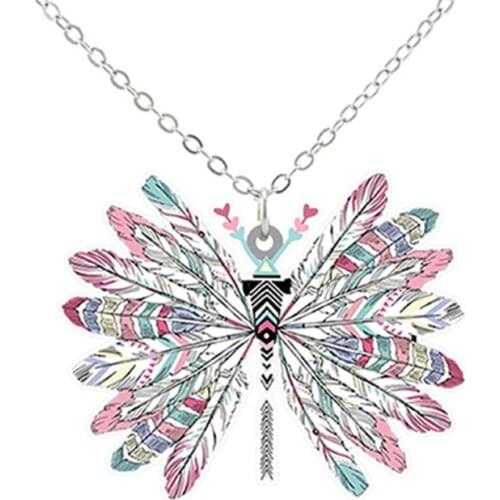 2021 New Colorful Simulation Dragonfly Acrylic Pendant Necklace Natural Insect PVC Made Light Trendy Jewelry For Girlfriend