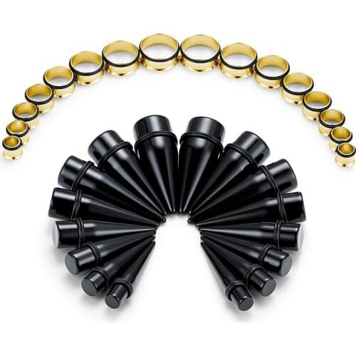 32pcs Ear Stretching Kit Acrylic Tapers Surgical Steel Plugs Ear Gauges