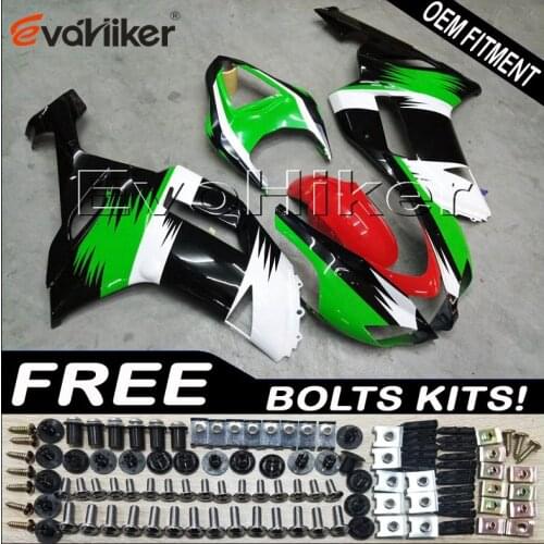 ABS Plastic Bodywork Set for ZX6R 2007 2008 Green black ZX 6R 07 08 ABS plastic panels kit Injection mold