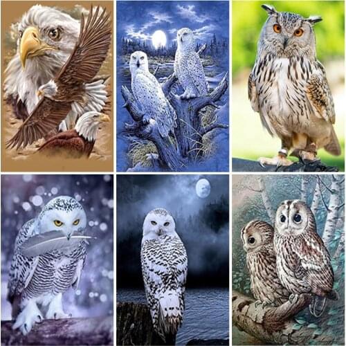 Diy 5D Diamond Painting Owl Animal Mosaic Cross Stitch Diamond Embroidery Rhinestone Handwork Full Round Drill Home Decor Gift