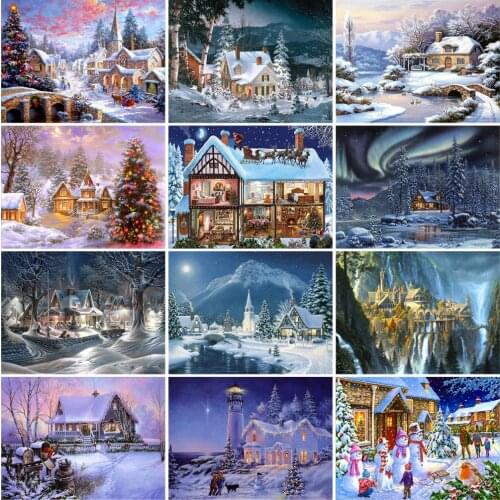 DIY 5D Diamond Painting Winter Landscape Diamond Embroidery Christmas Snow Scenery Cross Stitch Full Round Dirll Art Home Decor