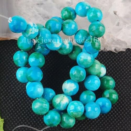 Free shipping Women Fashion Jewelry 8mm Fashion Sky Blue Green Jaspe Round Loose Beads 15.5" FG6274