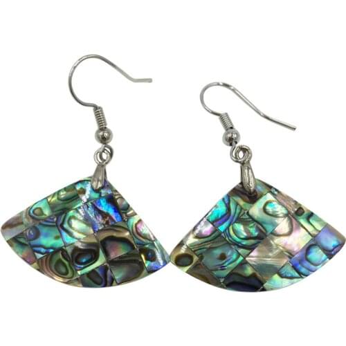 Free Shipping Women Fashion Jewelry New Zealand Abalone Shell Sector beads Earring 1Pair C8479