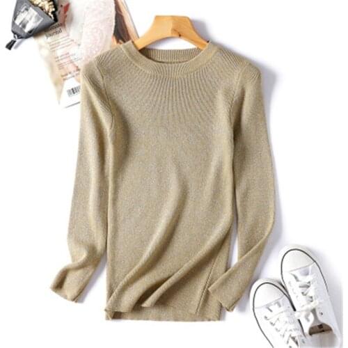 Shiny Lurex Sweater Women 2020 Autumn Winter Knitted Pullover Sweater Korean Jumper Soft Warm Pull Femme