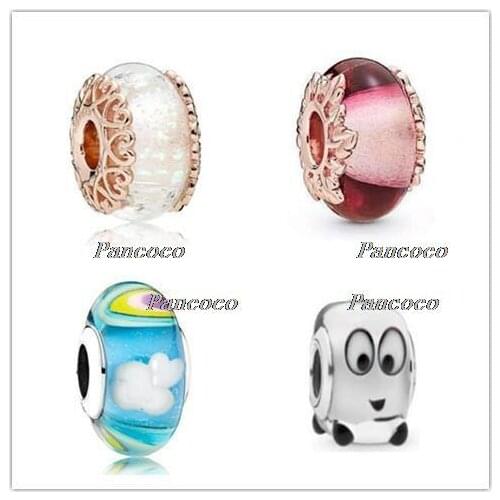 925 Sterling Silver Baeds Black Heart Melter Murano Glass Charm Fit Pandora Bracelet & Necklace Jewelry