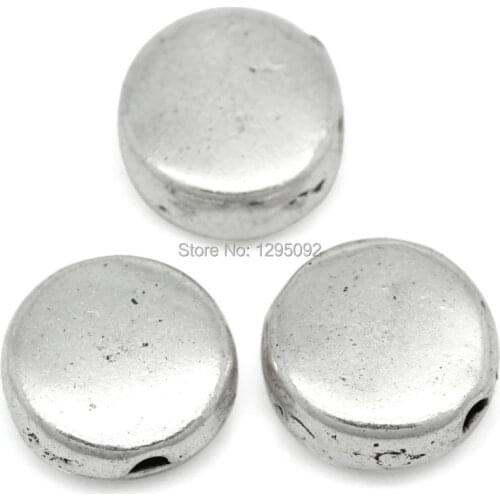 Spacer Beads Flat Round Metal Silver Tone Jewelry Making Charms Findings 7mm 100Pcs