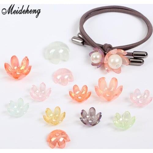 Acrylic Six Petals Flower Jelly Colorful Beads for jewelry Making needlework accessories for Handmade Hair ornament design