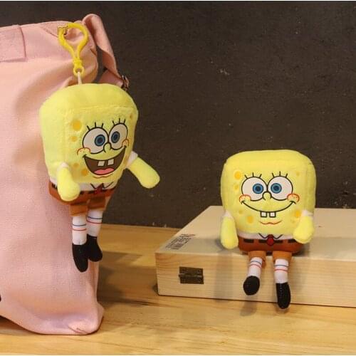 Sponge baby Key Chain Pendants Kawaii Bob Plush Toys Backpack Schoolbag Cartoon Doll Anime Stuffed Toy For Children