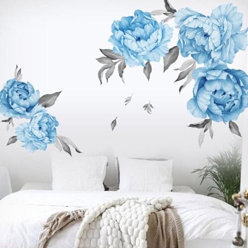 DIY Peony Rose Flower Wall Sticker Household Background Decal Art Decoration