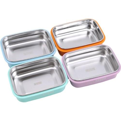 Leak-Proof Children Bento Lunch Box Food Container Box Solid Color Lunch Box For Kids Stainless Steel Bento Box