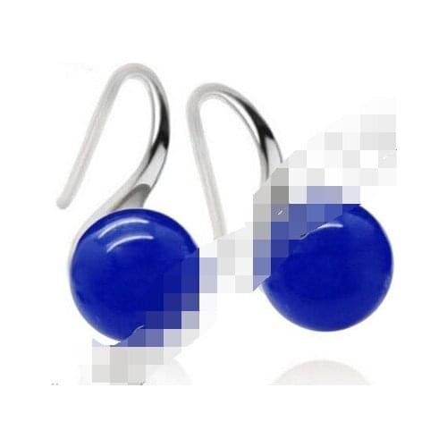 Hot sell Noble- ry00618 Natural 10MM Blue stone Round Silver Earrings