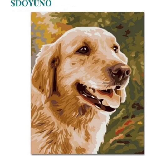 SDOYUNO 60x75cm DIY Oil Painting By Numbers Dog Animals Picture By Numbers On Canvas Frameless Digital painting Home Decor