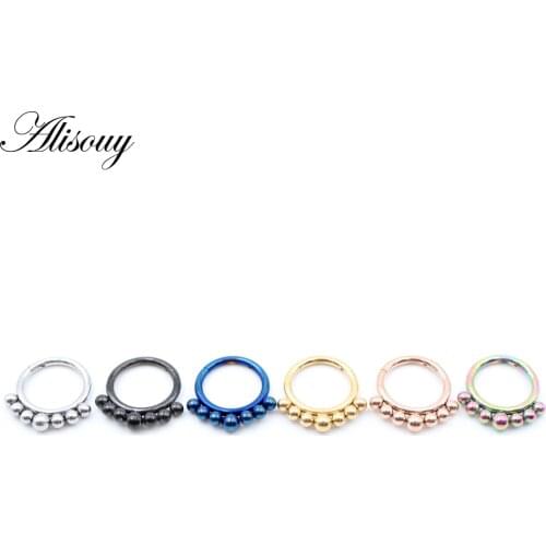 Alisouy 1PC Fashion stainless steel Horseshoe Fake Nose Ring Round Septum Lip Piercing Falso Nose Rings Hoop For Women Men