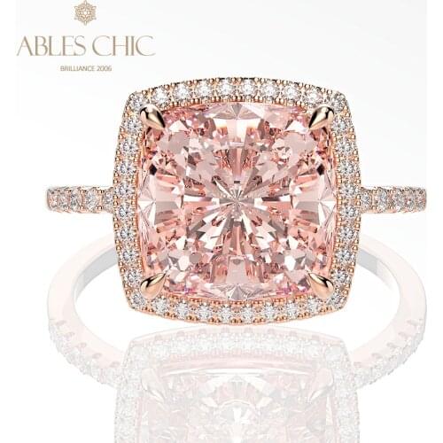 Cushion Cut Lab Padparadscha Sterling Silver Cocktail Ring 5A Zircon Pink Sapphire Wedding Statement Ring Women Gift S2R1S2R0944