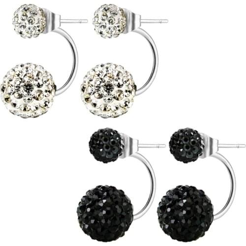 Lady assorted Colors Hypoallergenic Double Balls Stud Earring Rhinestones crystal ear stud