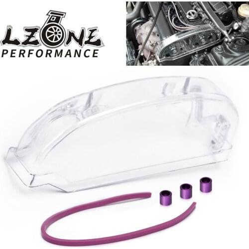 LZONE - Clear Cam Gear Pulley Timing Belt Cover For 92-96 Mitsubishi Lancer EVO 1-3/DSM 4g63 4g63T Polycarbonate JR-CTB01-MB