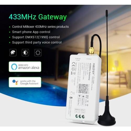 Miboxer WL-433 433MHz Gateway DC5V/5 WiFi RF DMX512(1990) Smartphone APP Voice Control for MiBOXER 433MHz Series Products