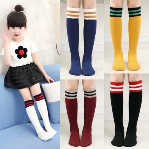 Baby Cute Pantyhose Kids tights Knee Cotton Stocking White Stripe Movement Childrens Princess Girl Tights Stockings Tights