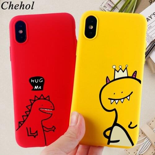Cute Dinosaur Couple Phone Case for IPhone 11 SE Pro 8 7 6s Plus X XS MAX XR Cases Soft Silicone TPU Fitted Back Covers Shell