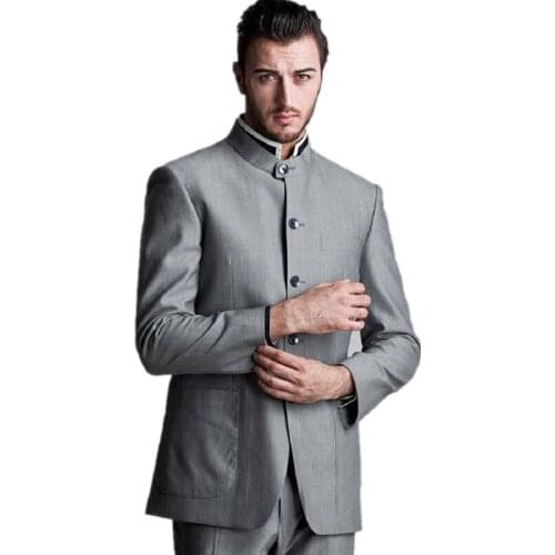 Mens designer suits mens suits for business and wedding dress Thin body gray formal mens suit of custom(coat + pants )