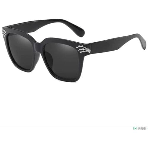 2019 Square Sunglasses SKULL Logo Unisex Plastic Frame Resin Lens Black Sun Glasses Male oculos Brand Designer