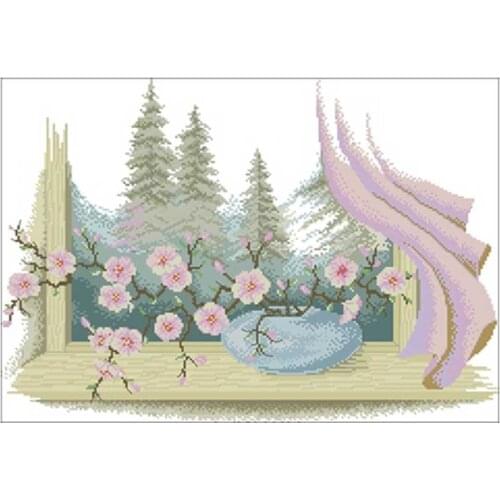 Scenery outside the window patterns counted 11CT 14CT 18CT DIY Cross Stitch Sets Chinese Cross-stitch Kits Embroidery Needlework