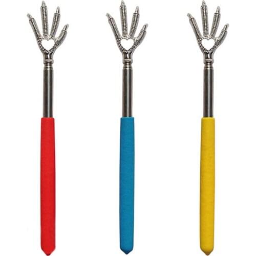 New Practical Handy Stainless Bear Claw Back Scratcher Pen Clip Back Scratcher Telescopic Pocket Scratching Massage Kit